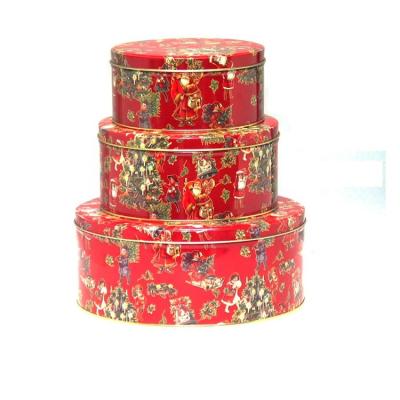 China Storage JH Custom Christmas Santa with Round Food Grade Tin Box Cookies Tin Box Metal Tin Can for sale