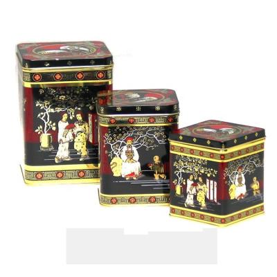 China New JH Storage Promotion Square 3 Size Tea Tin Box Sets Coffee Metal Tea Tin Tin Box for sale