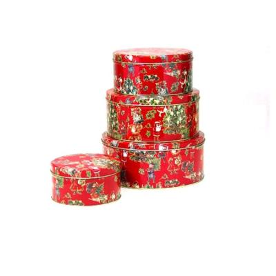 China Gift & Christmas Round Gift Tin Box Set Craft JH Well Quality 4 Size for sale