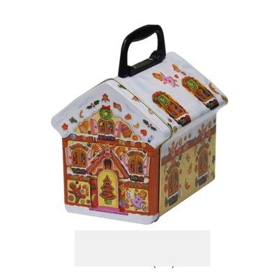 China Gift & Hot Sale Craft JH Home Shaped Handle Lunch Tin Box With Handle for sale