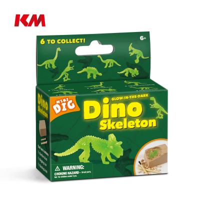 China 6 Assorted Dinosaurs Glow In The Dark Toys Dig And Discover Dinosaur Skeleton Excavation Kits Other Animal Toys & Hobby for sale