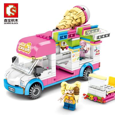 China Electronic Toy SEMBO Block Ice Cream Car Building Block City Street View DIY Home Collected Toy Gift For Kids for sale