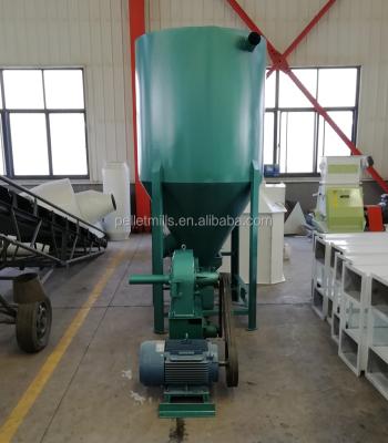 China Powder Crushing And Mixing Capacity 1000 Kg Per Hour Animal Feed Mill Mixer Machine Cattle Feed Mixer Hammer Mill Machine for sale