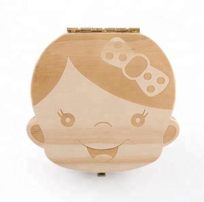 China The Other Baby First Spanish/English/Dutch/German Wooden Keepsake Version Wooden Tooth Box for sale