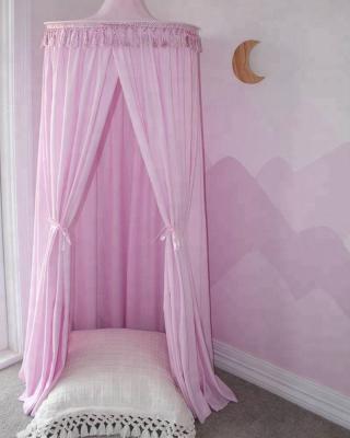 China Pink Foldable Foldable Canopy Crib Curtains Tassel Baby Crib Canopy Mosquito Net for sale