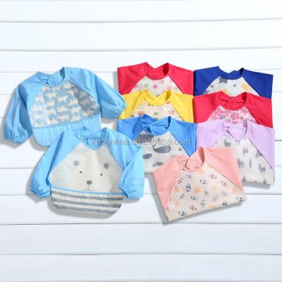 China Hood Cotton Waterproof Baby Apron Bibs Child Bibs Dressing Apron Long Sleeve Viable Children's Clothing for sale