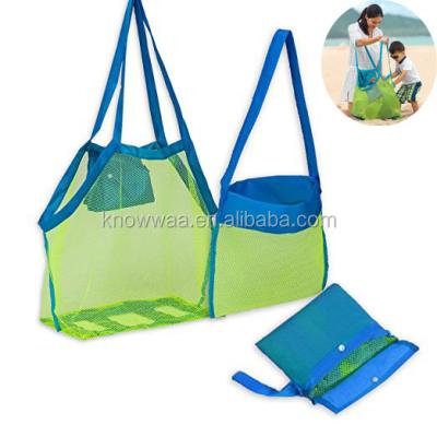 China . Durable/Quick Dry Sand Away 2 Foldable Kids Large Volume Mesh Toy Organizer Tote Bag Waist Beach For Clothes Towel Shell Storage for sale