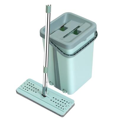 China Sustainable 360 ​​Degree Hand Wash Free Squeeze Magic Floor Convenience Free Wash Mop Magic Flat Mop With Bucket for sale