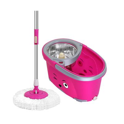 China High Quality 360 Sustainable Spinning Dry And Wet Sponge Gum Rotating Floor Cleaner Stick Magic Broom With Bucket for sale