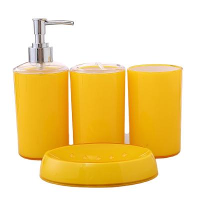 China Factory Price Sustainable Pure Plastic Modern Color 4PCS Bathroom Accessories Set for sale