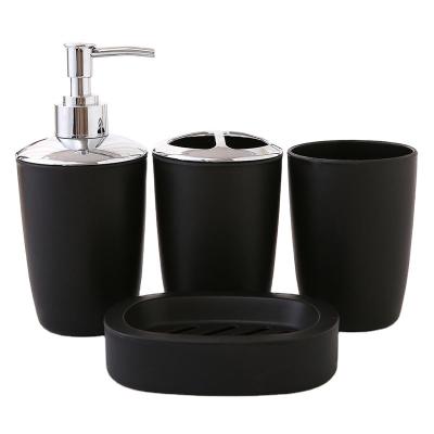 China Sustainable 4-Piece Bathroom Accessories Set Special Design Portable Plastic Toothbrush Holder Bathroom Accessories Sets for sale