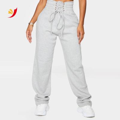 China Breathable Best Selling Women Private Labeling High Waisted Drawstring Cotton Pile Sweatpants for sale