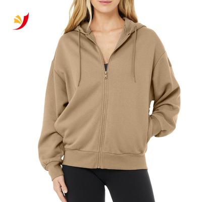 China Breathable Popular Women Running Jogging Cotton Terry Workout French Workout Jacket Hoodie Zipper Hoodie for sale