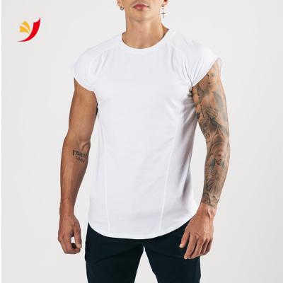 China Custom Made Breathable White Mens T Shirts Cotton Crewneck Scoop Edge Raglan Short T-Shirts For Men 2021 Stylish for sale