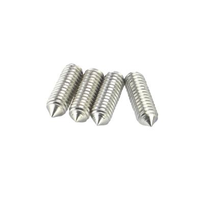 China Stainless Steel M4x4 Machine Meter Screw Tip Stop Hex Taper End Thread Grubless Set Screw for sale