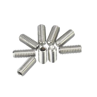 China Stainless Steel M3x10 Worm Screws Flat Point Hex Headless FastenerDIN913 Socket for sale