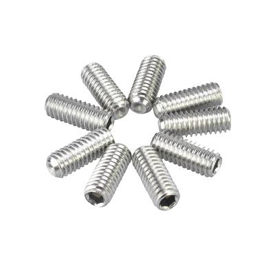 China Stainless Steel M3x3 Worm Screws Socket FastenerDIN913 Flat Point Hex Headless for sale