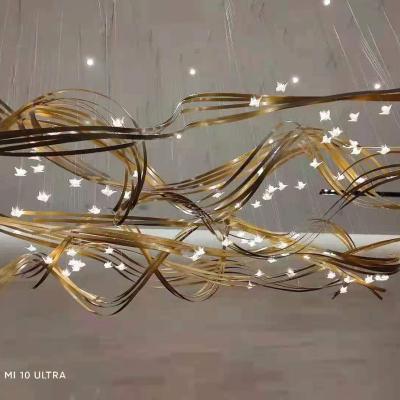 China Modern Customized Chandelier Light Hotel Engineering Wholesale Metal Stainless Steel LED Pendant Lamp for sale