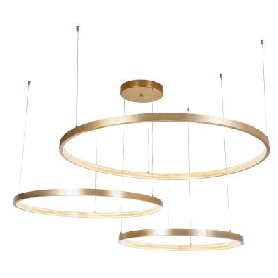 China Gold Hanging Lights Circles Ring Lights Hotel Luxury LED Ceiling Lamps for sale