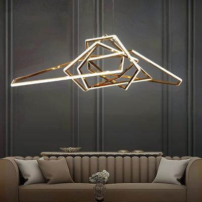 China Modern Simple Shaped Line Luxury Indoor Post Lamps Art Geometric Chandelier for sale