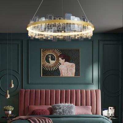 China Modern Indoor Wrought Iron Long Plating Modern LED Pendant Lamps Ceiling Light for sale