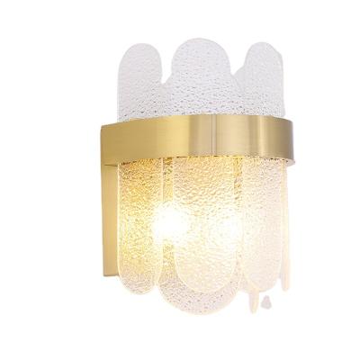 China Simple Modern Luxury LED Glass Wall Lamps Nordic Bedroom Around American High End Light for sale