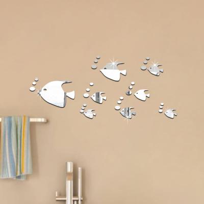 China New Sea Fish WALL STICKER Bubble Wall Sticker 3D Mirror Removable Wall Decal DIY Stickers Home Decor for sale