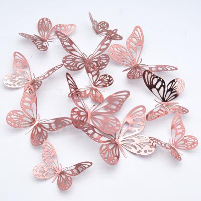 China Eco-friendly 12pcs 3D Butterfly Wall Stickers Wedding Decorative Wall Sticker Butterflies On The Wall Stickers for sale