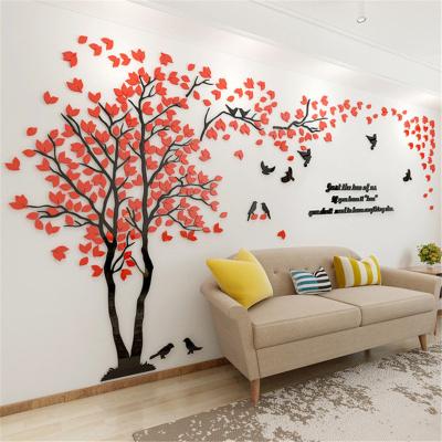 China Waterproof+Eco-friendly DIY 3D Acrylic Green Wall Stickers Tree Wall Stickers Bedroom TV Background Wall Stickers for sale