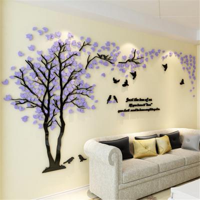 China Creative Lovers Tree Wall Stickers Living Room Wall Decals Waterproof+Eco-friendly 3D Wall Stickers Acrylic Home Decor for sale