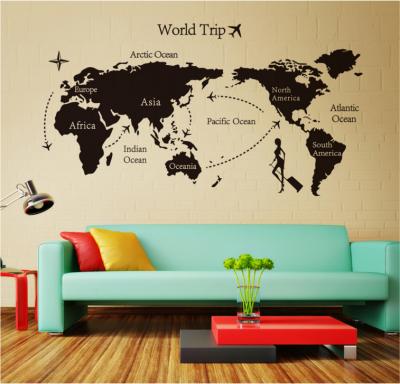 China WALL STICKER PVC World Map Wall Decal Office Classroom Decoration Vinyl Wall Sticker Living Room Home Wall Sticker for sale