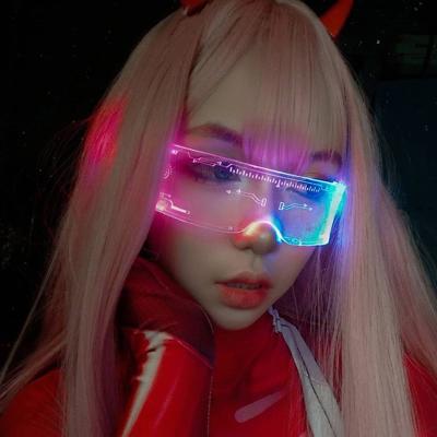 China Super Cool Luminous LED Sunglasses Vintage Punk Glasses Men Women Shape Christmas Party Colored Light Glasses for sale