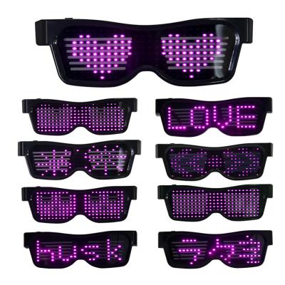 China Super Cool 8 Pattern Flash USB Rechargeable Glowing Lead Glasses Party Light Up Led Glasses for sale