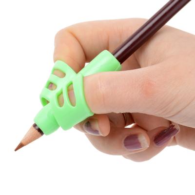 China Silicone Two-finger Pen Grips Student Stationery Writing Posture Corrector Pencil Cover Love Inscription for sale