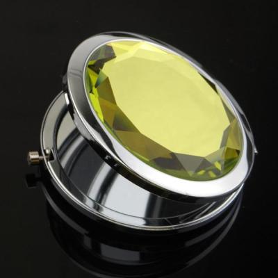 China 2021 New Women Girls Portable Crystal Mini Beauty Pocket Mirror Makeup Enlarging Round Folding Mirror for sale