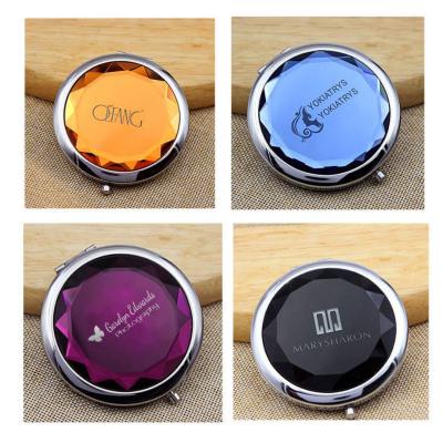 China 2019New Pocket Mirror Women Girls Women Crystal Mini Beauty Pocket Mirror Portable Round Folding Mirror for sale