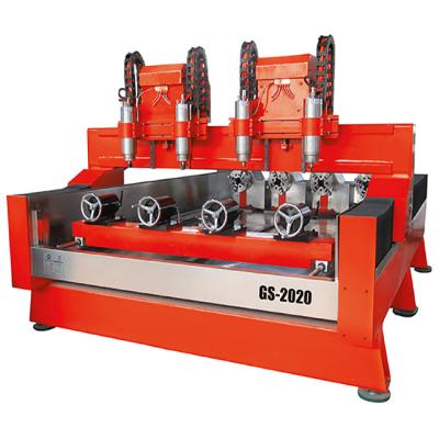 China Garment Shops Two Heads Stand Four Spindles 2021 Hot New Product High Efficiency Stone CNC Machine Low Noise Router Carving GS-2020 for sale