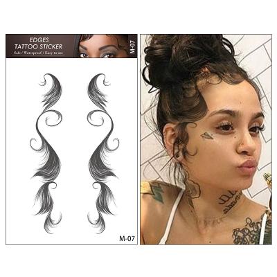 China Temporary Curly Hair Tattoo Sticker Natural Hairline Edge Tattoo Baby Hair Temporary Tattoo Stickers for sale