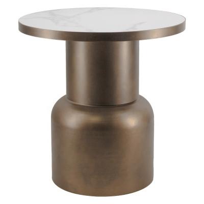 China Occasional Waterproof Coffee Table Sofa End Living Room Bedroom Small Office Balcony Metal Bronze Round Side Table for sale