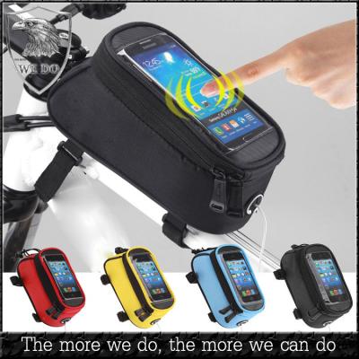 China Comfortable Bike Bicycle Frame Phone Holder Recycling Pannier Waterproof Position UP Pocket for sale