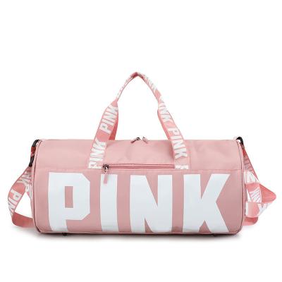 China Fashion Large Capacity Women Travel PU Waterproof Pink Fleece Overnight Bag Duffel Bag for sale