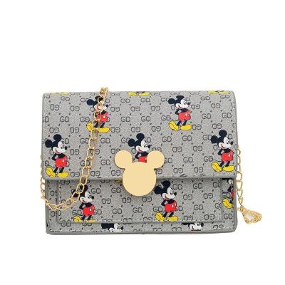 China Retro Mickey Mouse Shoulder Bag Fashion Small Square Shoulder Bag Chain Messenger Bag Cartoon Printed for sale