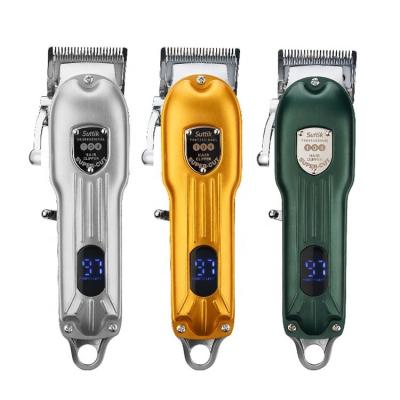 China Professional Cordless Barber Salon Men Hair Trimmer All Metal Electric Hair Clippers Car Battery Life Trimmer HT7107 for sale