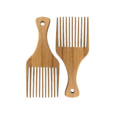 China Salon Friendly Wood Amazon Customized Bamboo Wide Tooth Barber Wooden Hair Combs Professional Afro Pick Beard Hair Comb C7795 for sale