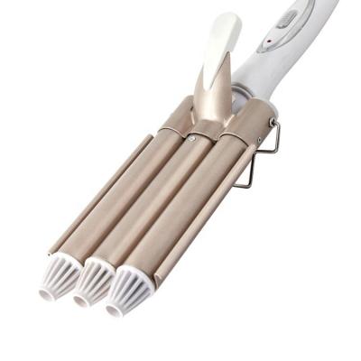 China LCD Display Profess Kemei 1010 Hair Tools Electric Styling Curler Iron Ceramic Barrel Triple Curling Hair Waver 170/220 Degree Hair Styler for sale