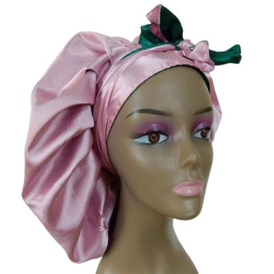 China Logo Reversible Braids Hairs Eco-Friendly Custom Bonnet With Headbands Tie Satin Silk Designed Headwrap for sale