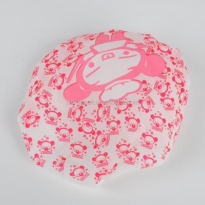 China Sustainable Custom Luxury EVA Bathing Cap With Flowers Shower Cap For Hotel Amenities for sale