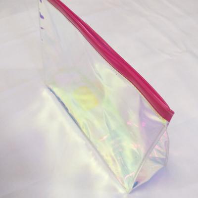 China Recyclable Personalized Bikini Wet Bag With Zipper Holographic Gusset Waterproof PVC Swimwear Bag for sale