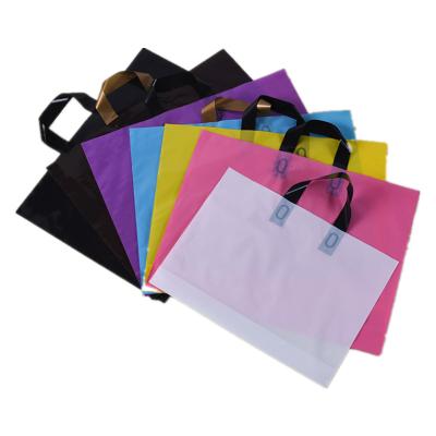 China Custom Printed Barrier Logo Design LDPE/HDPE Handle Plastic Bag Die Cut Shopping Bag For Clothing/Shoe Packaging for sale