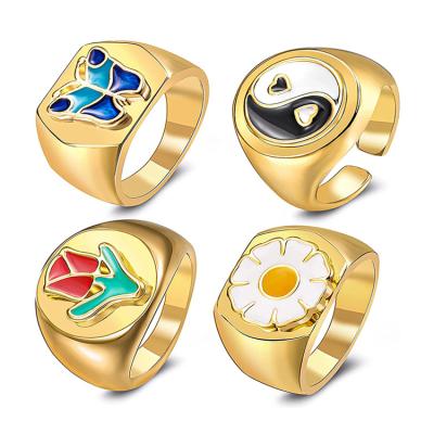 China FASHIONABLE hot selling delicacy 925 14k gold ring zircon silver rings popular for women enamel ring for sale